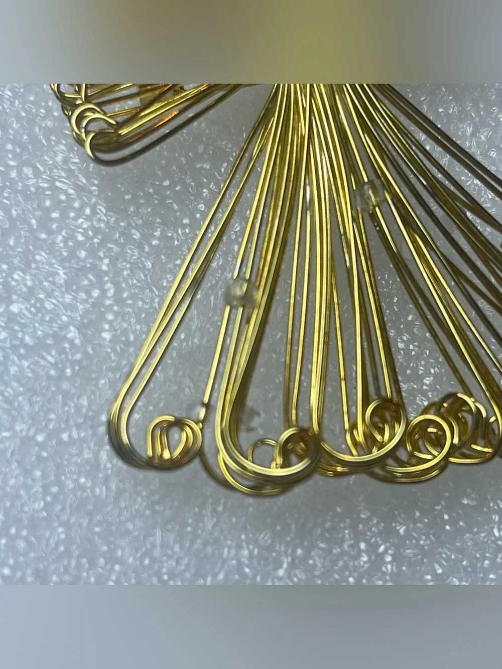 Vintage Wire Angel Brooch Pin Gold Tone Sliding Beads Pearl Christmas